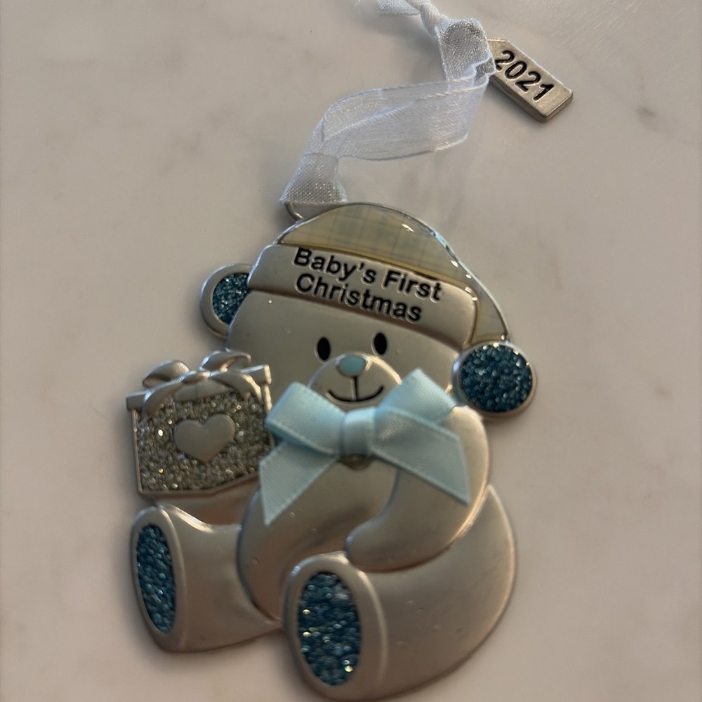 Ganz Teddy Bear Baby's First Christmas 2021 Collectible Christmas Ornament Boy